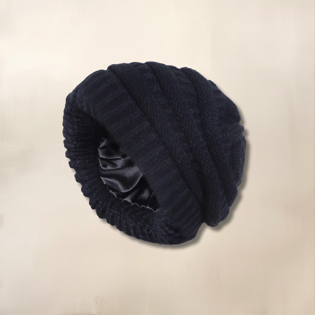 Bonnet maille interieur satin