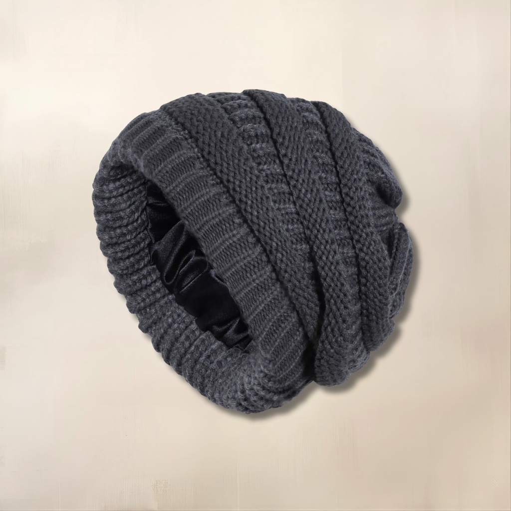 Bonnet maille interieur satin