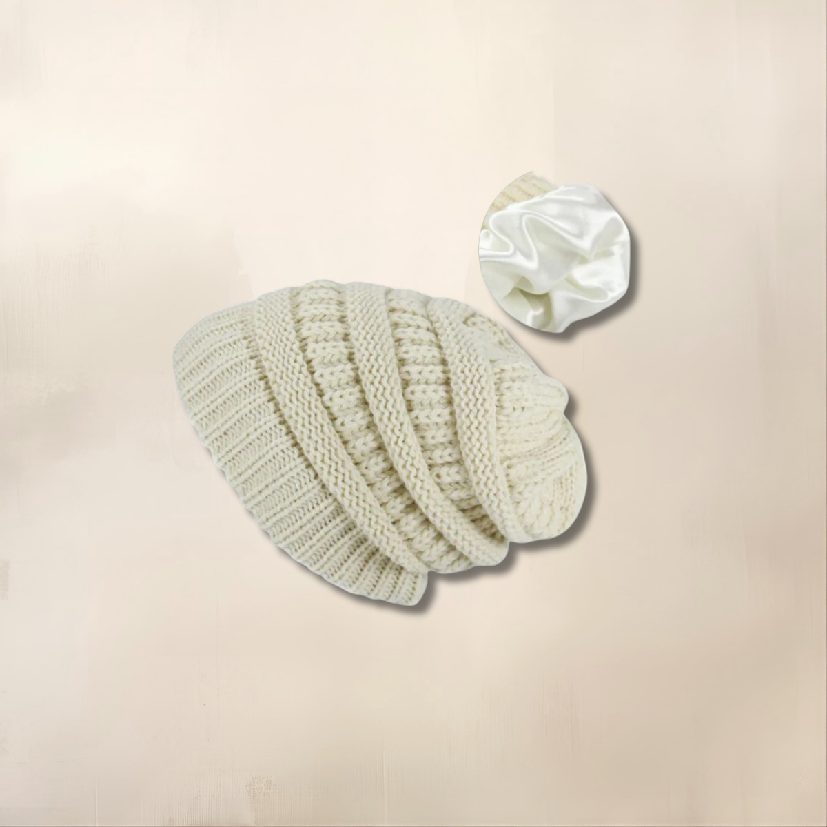 Bonnet maille interieur satin